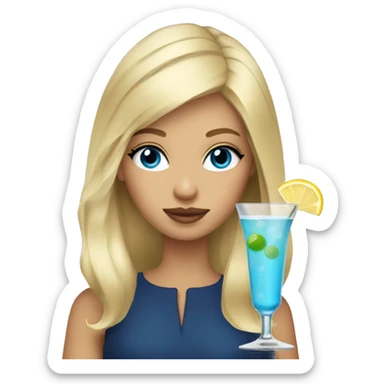 blonde hair blue eye girl drinking martini  sticker