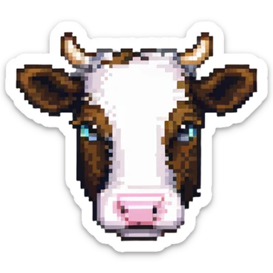 extremely blocky ultra-minimal pixel art Minecraft cow emoji with only 2 or 3 large square pixels, abstract and simple sticker
