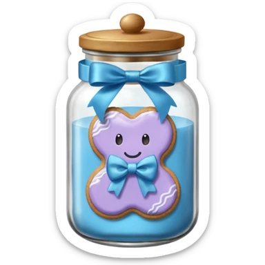 Blue Ginger biscuits in a jar with a bow sticker