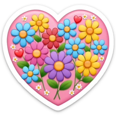 Get well soon. With hearts and flowers  sticker
