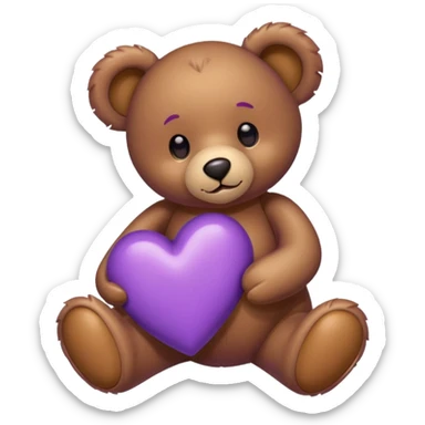 cuore viola e orsetto sticker