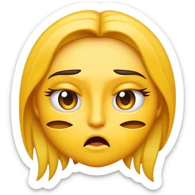 hazme un emoji de cara amarilla con una expresion de desagrado y añadele algo mas sticker