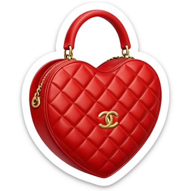 chanel heart red color bag sticker