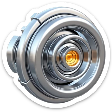 “Futuristic engine emoji, solid thick metal form, visible motion, glowing core, clean modern design. sticker