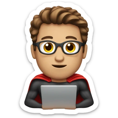 superhero with brown hair at the laptop sticker