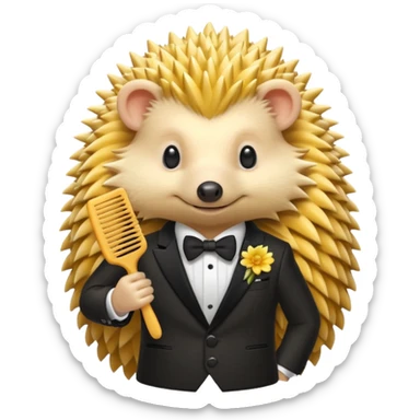 yellow hedgehog groom sticker