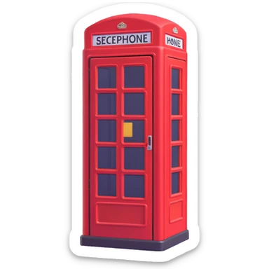 red phone booth, 3D emoji style, shiny, rounded edges sticker