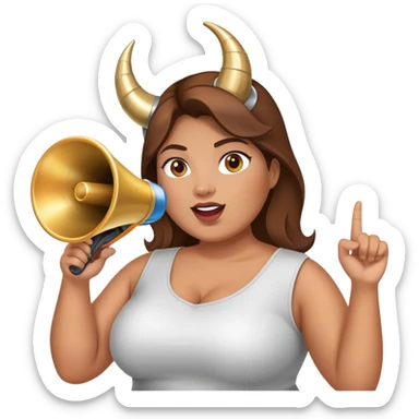 a plus size women holding a megaphone horn sticker