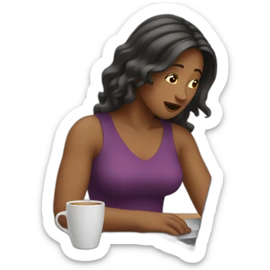 woman hitting a laptop sticker