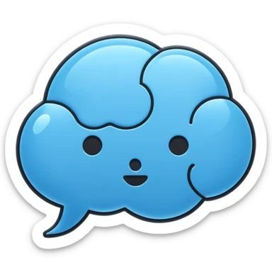 Minimalistic flat vector icon, iOS style, thin black contour on white background. Chat bubble with small AI brain symbol inside. Clean, no text, no shadows sticker