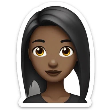 Gorgeous , white skin  , black haired girl with straight long hair  sticker