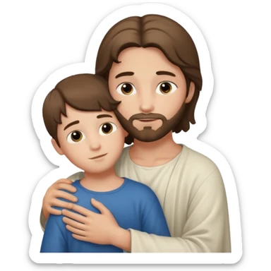 Niño abrazando a Jesús  sticker