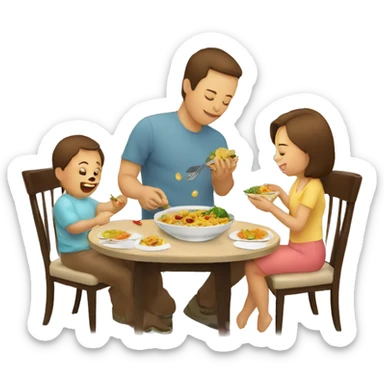 Baby eat his side dish and with mom and dad are eating  sticker