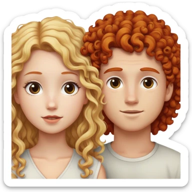 blonde straight hair girl and a redhead curly hair boy sticker