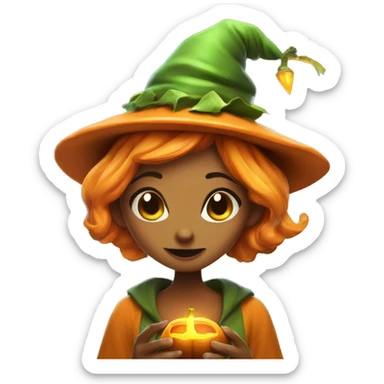 pumkin elf famale casting a spell sticker