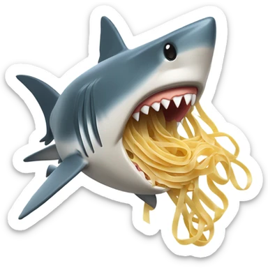 Shark eating a linguine sticker