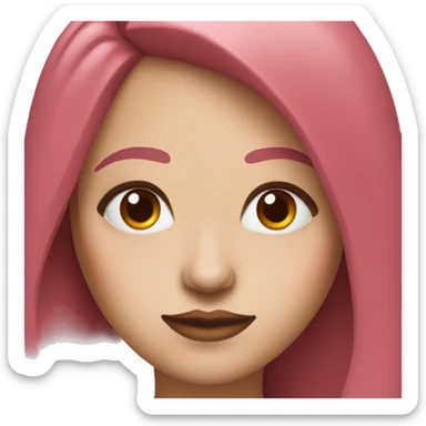 Woman with a white skin that has Long Dark red hair and brown eyes with an eyeliner and lashes coding on a pink macbook sticker