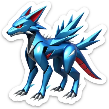 Shiny Futuristic Modern Zeraora-Dialga-Zoroark-fusion sticker