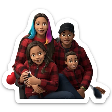 cheerful holiday gathering scene sticker