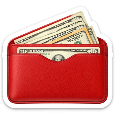 Red wallet with dollars sticker