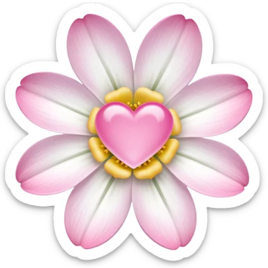 clear white flower with mini pink heart center  sticker