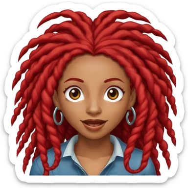 Afrolatina with long red deadlocs with curls at the ends excited sticker