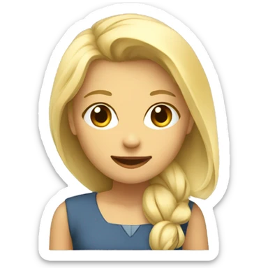 blonde girl giving feedback with a sheet of pape sticker