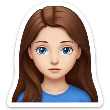Long brown hair girl with blue eyes sticker