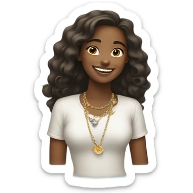 smiling girl with jewelry sticker