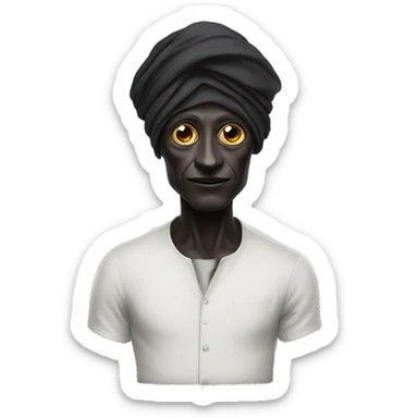 black alien head wearing turban sticker