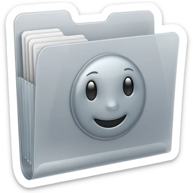 A **simple emoji-style icon** of a **frosted light-gray plastic folder** with **rounded corners**, **elastic string and button closure**, slightly translucent, clean front, subtle shading, and a **small tax/forms symbol** in one corner.
 sticker