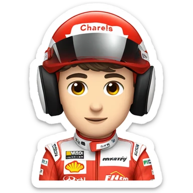 Charles leclerc avec un casque de f1 sticker