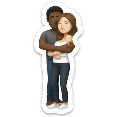 Medium tone brown man full body hugging white woman with brunette hair  sticker