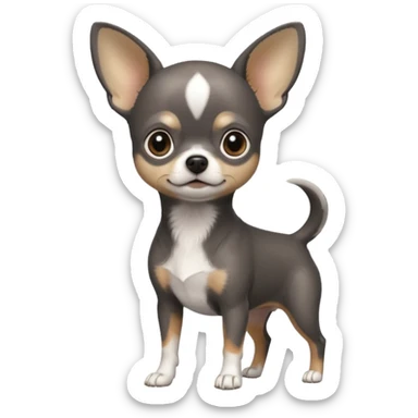 Dark graphite Chihuahua with white markings sticker