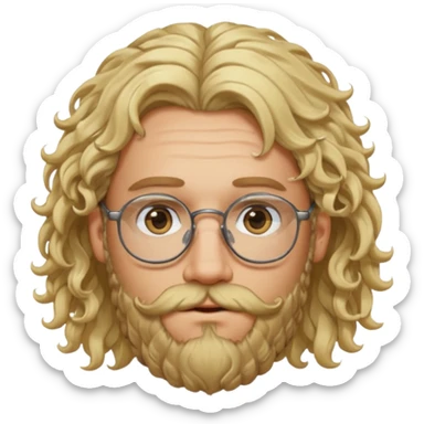 blond man with beard and spectacles and long curly hair and piercings  sticker