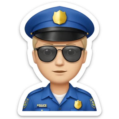 man police with hair style and hats and sun glasses sticker
