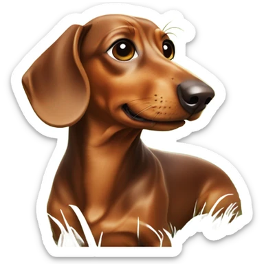 Brown dachs in a sunny field sticker
