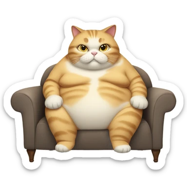 Very very very fat cat sitting on a sofa sticker