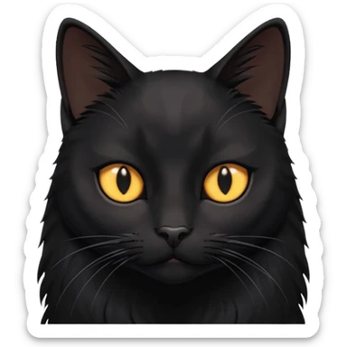 Solin wäre ein Kater mit nachtschwarzem, glänzendem Fell, kräftig gebaut und zugleich von seltener Eleganz. Sein Blick – tief und warm – scheint in die Seele zu führen, während seine Bewegung lautlos ist wie ein Schatten, der sich still an die Seite schmiegt.ihn nichts auf der Welt erschüttern. sticker