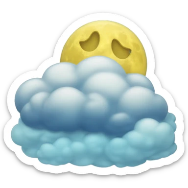 Yellow moon sleeping on a blue cloud sticker