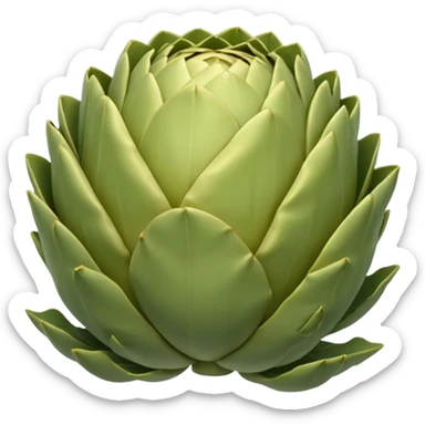 two or three artichoke bottoms, soft cup shape, pale green to light yellow, smooth slightly fibrous, natural ridges, moist tender, no extras, soft lighting, emoji scale sticker