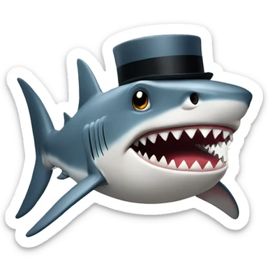 Shark with a top hat sticker