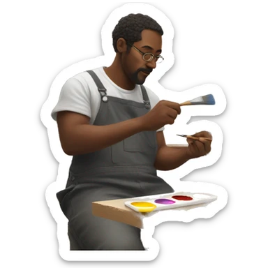 Artist painting in workshop sticker