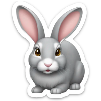 Lapin bélier gris clair sticker