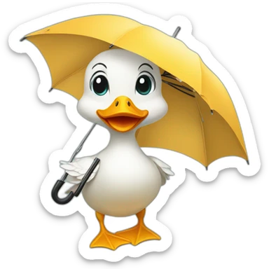 duck holding an umbrella sticker