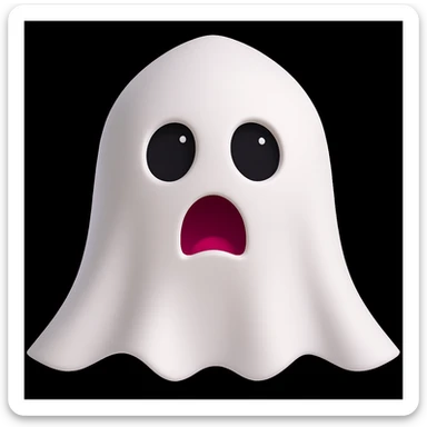 Make the emoji completely covered by a white sheet with only the eyes visible through two holes in the sheet, in 3D emoji style, keeping the scared expression. sticker