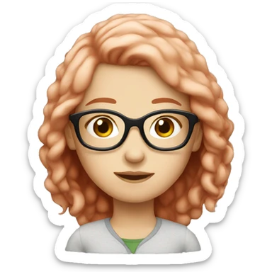 white girl with red hair and glasses sticker