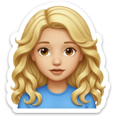 Girl with light skin long blonde wavy hair sticker