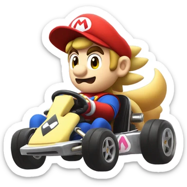 Mario kart, tohru (maidragon), driving a car sticker