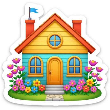 house covered by flower sticker